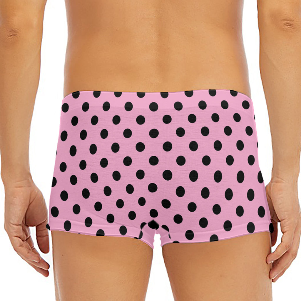 Pink And Black Polka Dot Pattern Print Men's Short Boxer Briefs