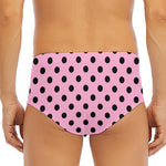 Pink And Black Polka Dot Pattern Print Men's Triangle Swim Briefs