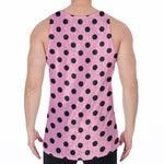 Pink And Black Polka Dot Pattern Print Men's Velvet Tank Top