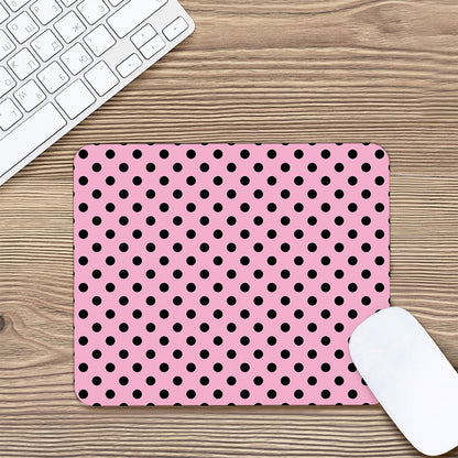 Pink And Black Polka Dot Pattern Print Mouse Pad