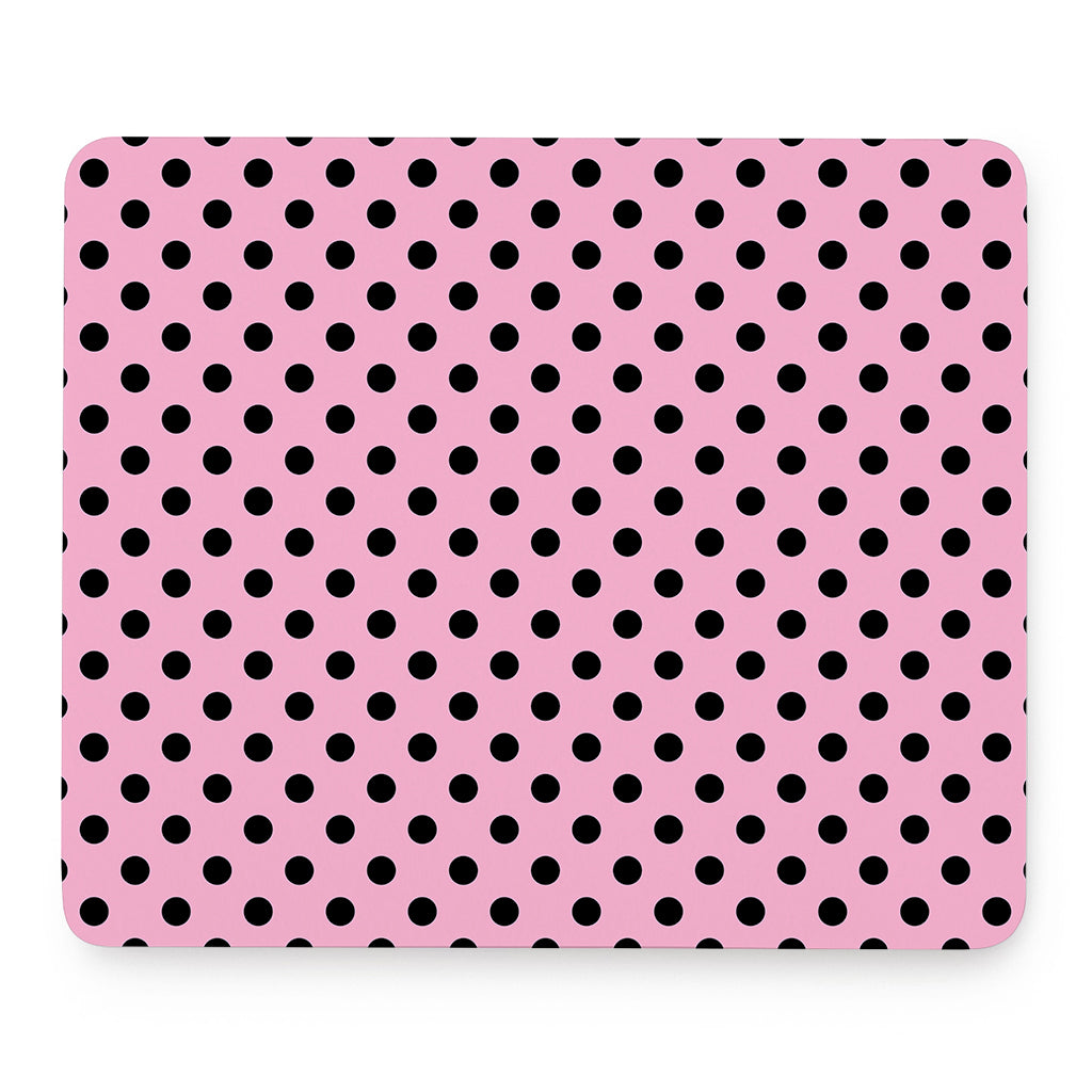 Pink And Black Polka Dot Pattern Print Mouse Pad
