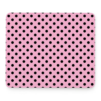 Pink And Black Polka Dot Pattern Print Mouse Pad