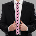 Pink And Black Polka Dot Pattern Print Necktie