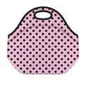 Pink And Black Polka Dot Pattern Print Neoprene Lunch Bag