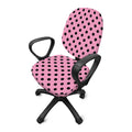 Pink And Black Polka Dot Pattern Print Office Chair Cover