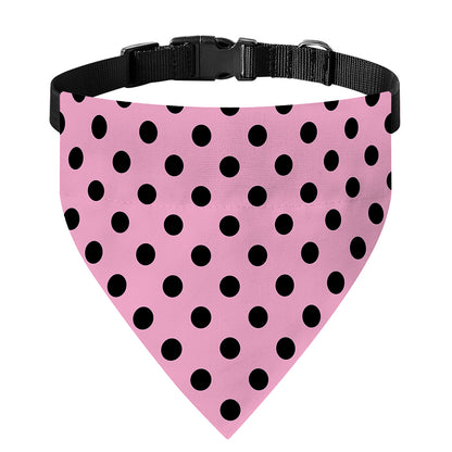 Pink And Black Polka Dot Pattern Print Over The Collar Dog Bandana