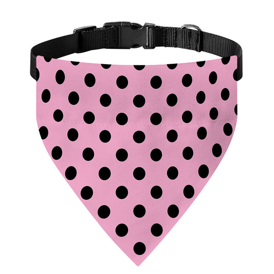 Pink And Black Polka Dot Pattern Print Over The Collar Dog Bandana