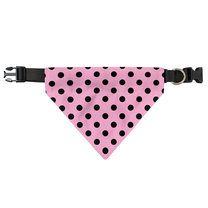 Pink And Black Polka Dot Pattern Print Over The Collar Dog Bandana