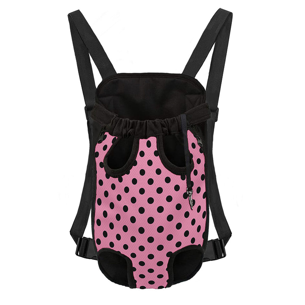 Pink And Black Polka Dot Pattern Print Pet Carrier Backpack