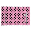 Pink And Black Polka Dot Pattern Print Placemat