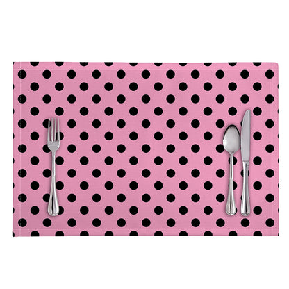 Pink And Black Polka Dot Pattern Print Placemat