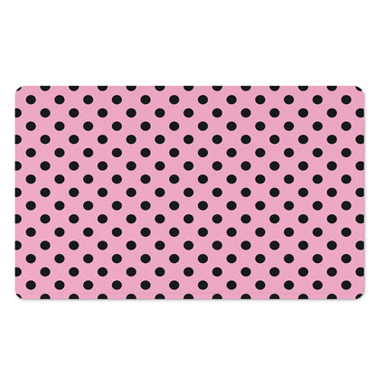 Pink And Black Polka Dot Pattern Print Polyester Doormat