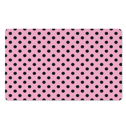 Pink And Black Polka Dot Pattern Print Polyester Doormat