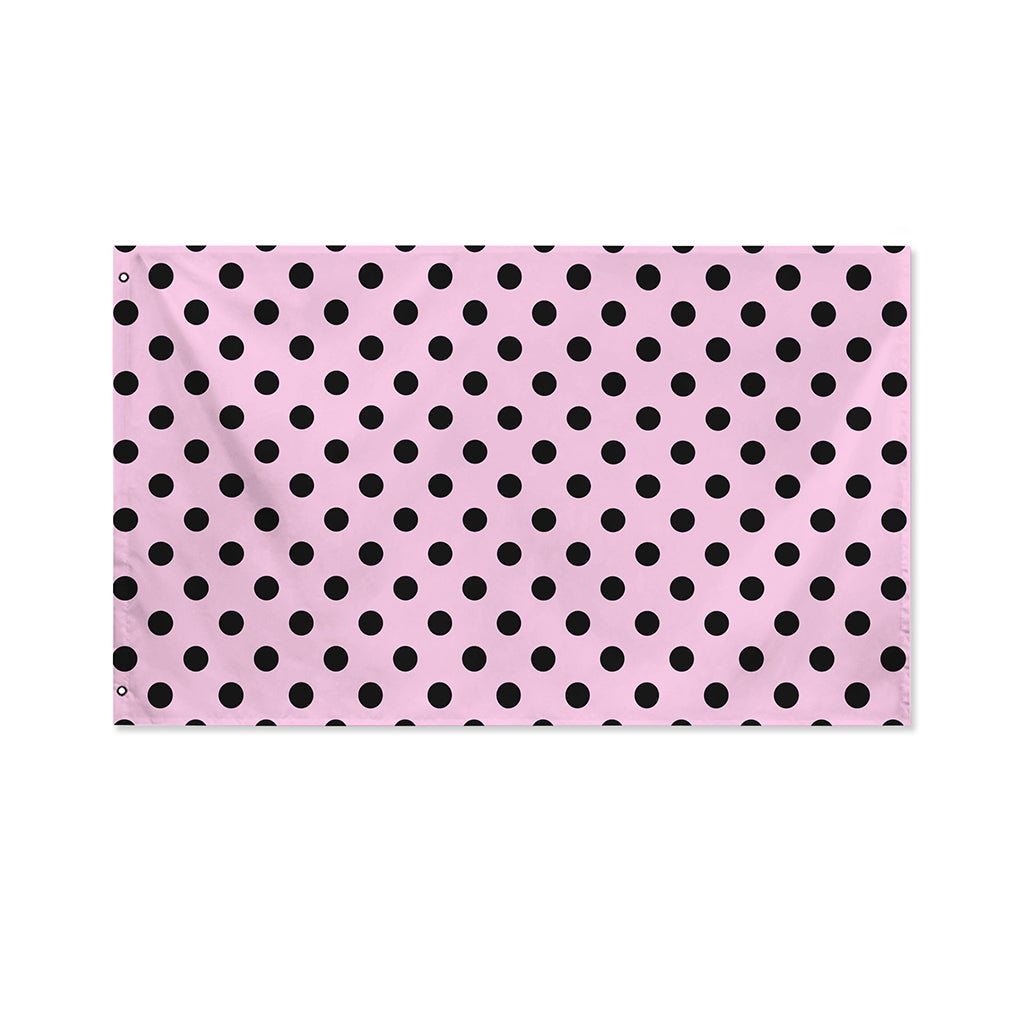 Pink And Black Polka Dot Pattern Print Polyester Flag