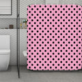 Pink And Black Polka Dot Pattern Print Polyester Shower Curtain