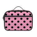 Pink And Black Polka Dot Pattern Print Portable Lunch Bag