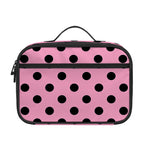 Pink And Black Polka Dot Pattern Print Portable Lunch Bag