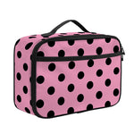 Pink And Black Polka Dot Pattern Print Portable Lunch Bag