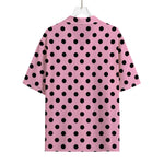 Pink And Black Polka Dot Pattern Print Rayon Hawaiian Shirt