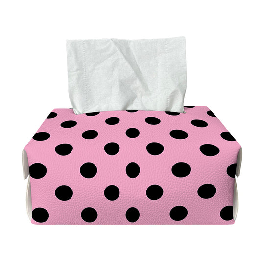 Pink And Black Polka Dot Pattern Print Rectangle Tissue Box Cover