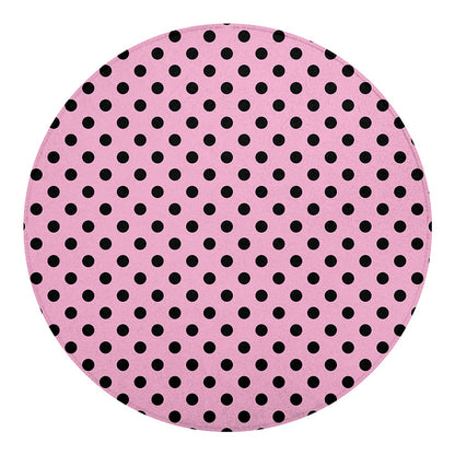 Pink And Black Polka Dot Pattern Print Round Blanket