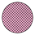 Pink And Black Polka Dot Pattern Print Round Floor Mat