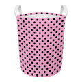 Pink And Black Polka Dot Pattern Print Round Laundry Basket