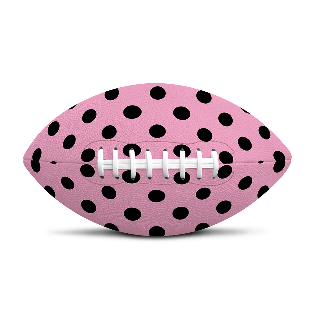 Pink And Black Polka Dot Pattern Print Rugby Ball