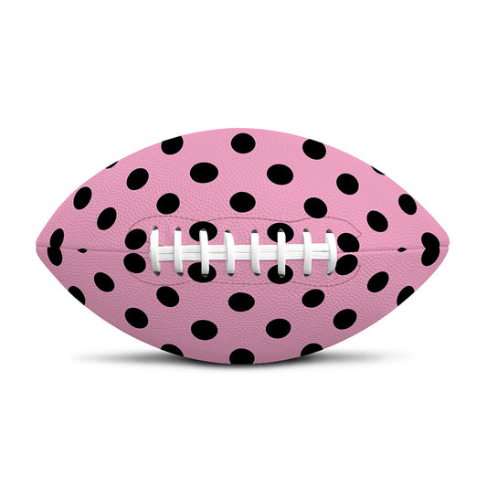 Pink And Black Polka Dot Pattern Print Rugby Ball