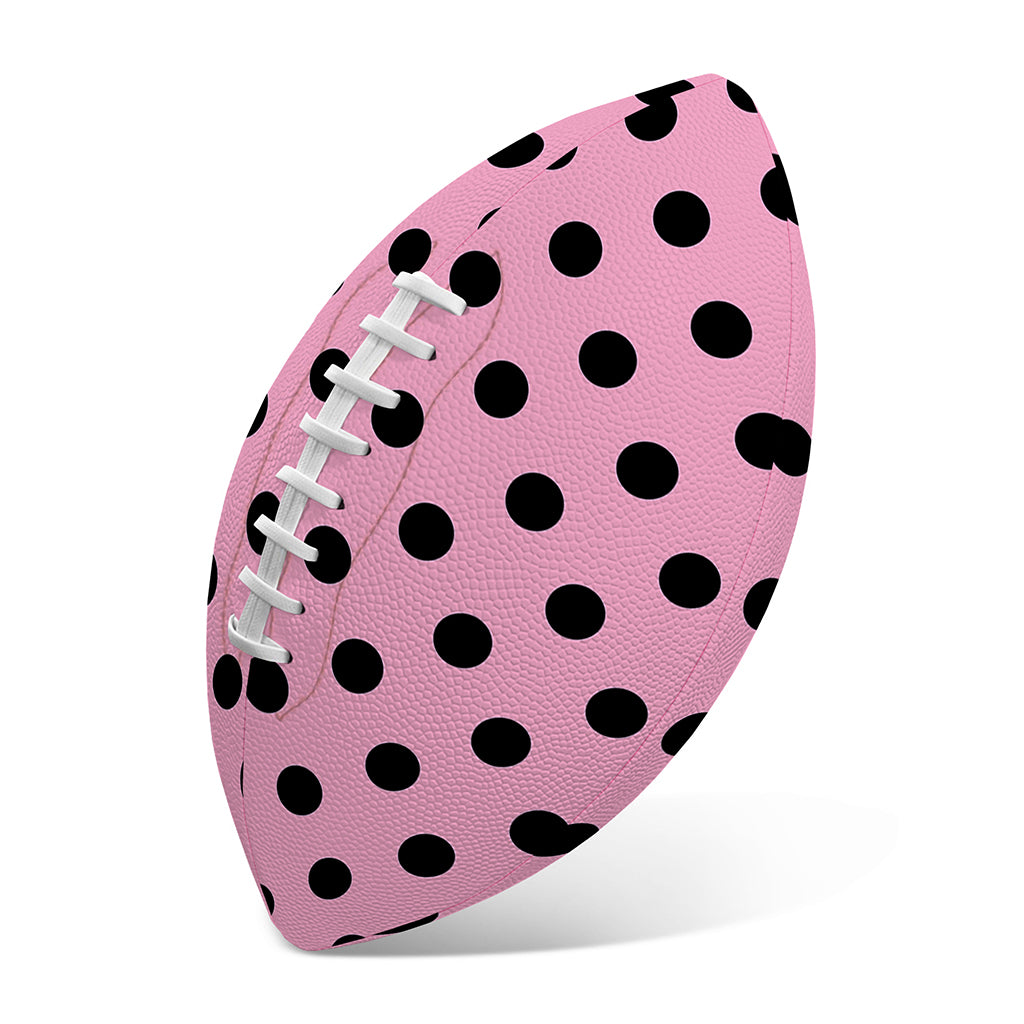 Pink And Black Polka Dot Pattern Print Rugby Ball
