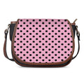 Pink And Black Polka Dot Pattern Print Saddle Bag