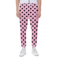 Pink And Black Polka Dot Pattern Print Joggers