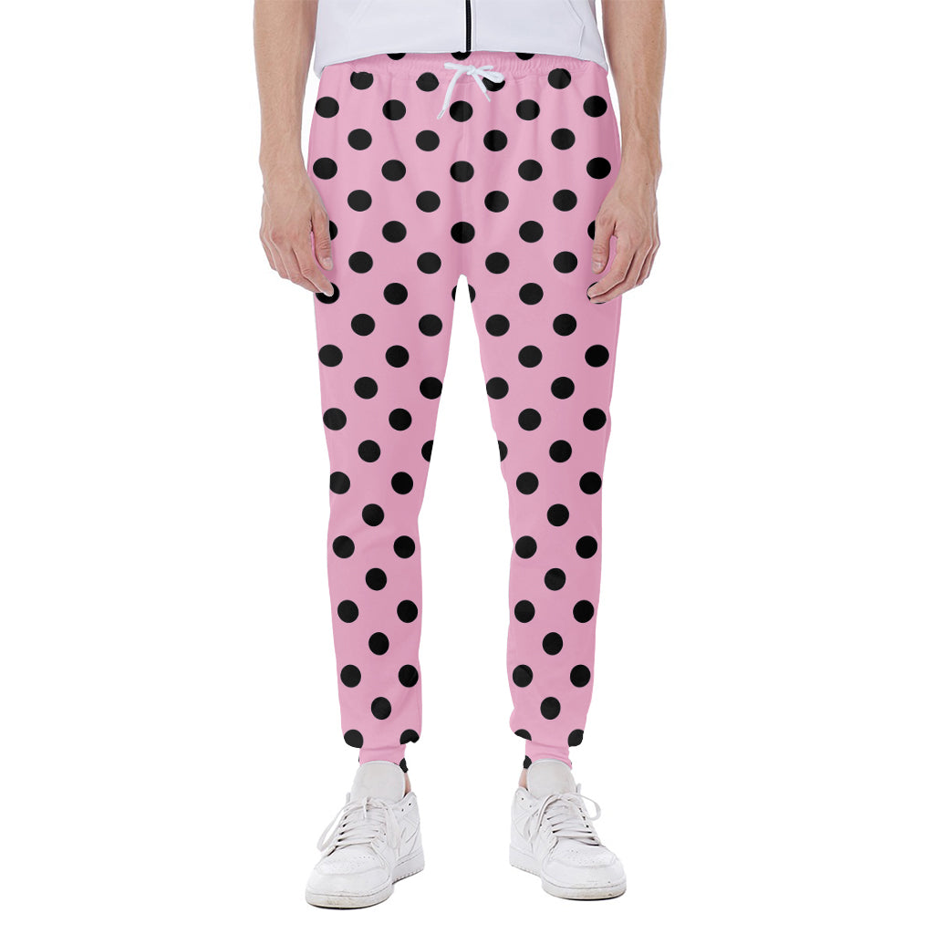 Pink And Black Polka Dot Pattern Print Scuba Joggers