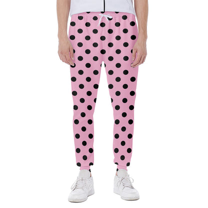Pink And Black Polka Dot Pattern Print Scuba Joggers