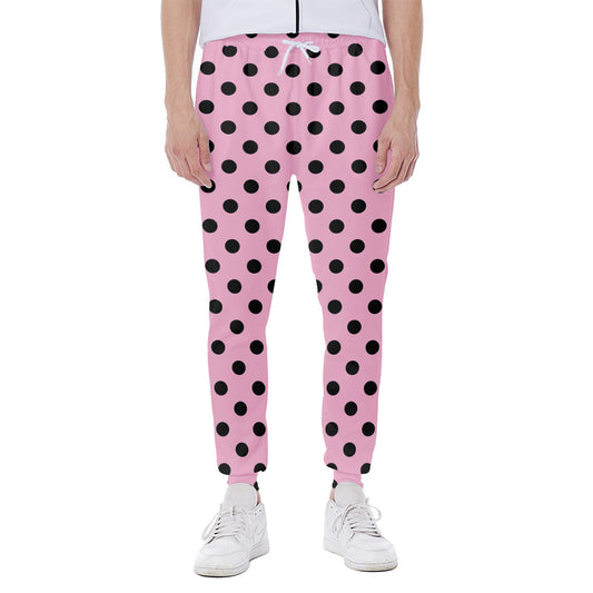 Pink And Black Polka Dot Pattern Print Scuba Joggers
