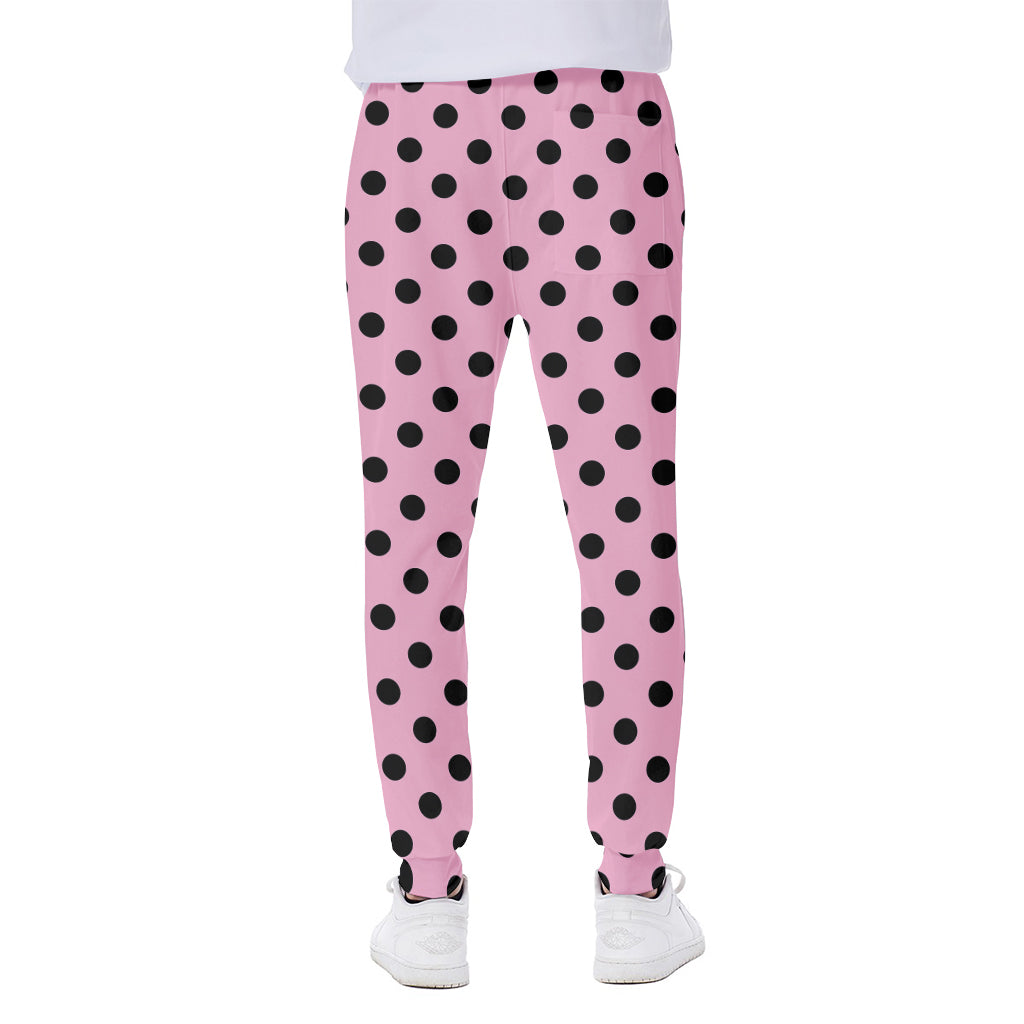 Pink And Black Polka Dot Pattern Print Scuba Joggers