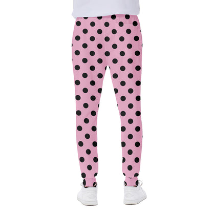 Pink And Black Polka Dot Pattern Print Scuba Joggers