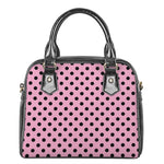 Pink And Black Polka Dot Pattern Print Shoulder Handbag