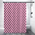 Pink And Black Polka Dot Pattern Print Shower Curtain