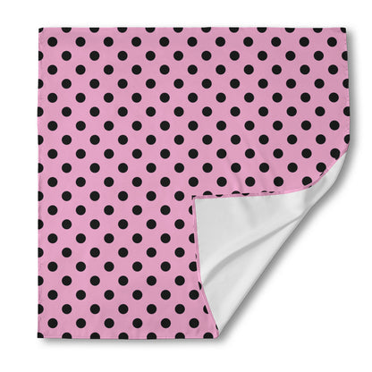 Pink And Black Polka Dot Pattern Print Silk Bandana
