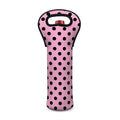 Pink And Black Polka Dot Pattern Print Single Neoprene Wine Tote
