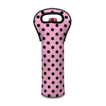 Pink And Black Polka Dot Pattern Print Single Neoprene Wine Tote