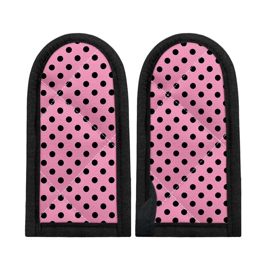 Pink And Black Polka Dot Pattern Print Skillet Handle Cover