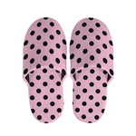 Pink And Black Polka Dot Pattern Print Slippers