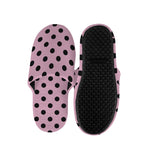 Pink And Black Polka Dot Pattern Print Slippers