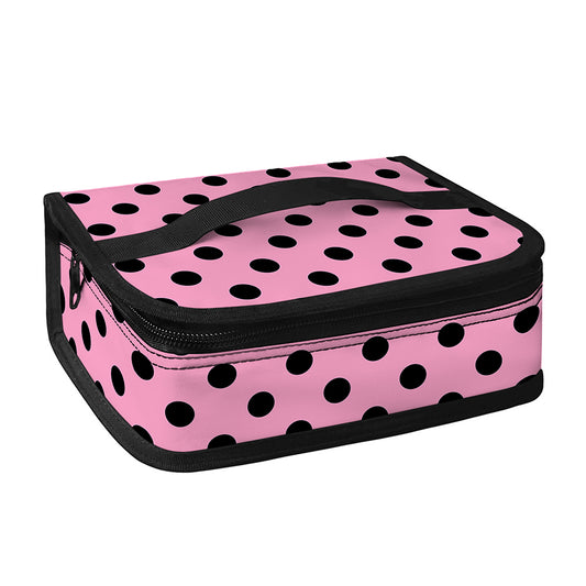 Pink And Black Polka Dot Pattern Print Small Lunch Bag