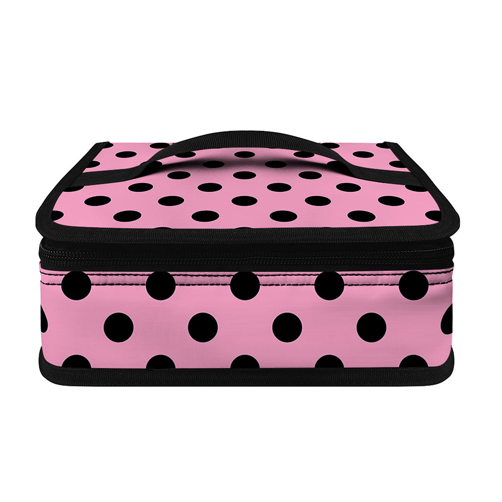 Pink And Black Polka Dot Pattern Print Small Lunch Bag
