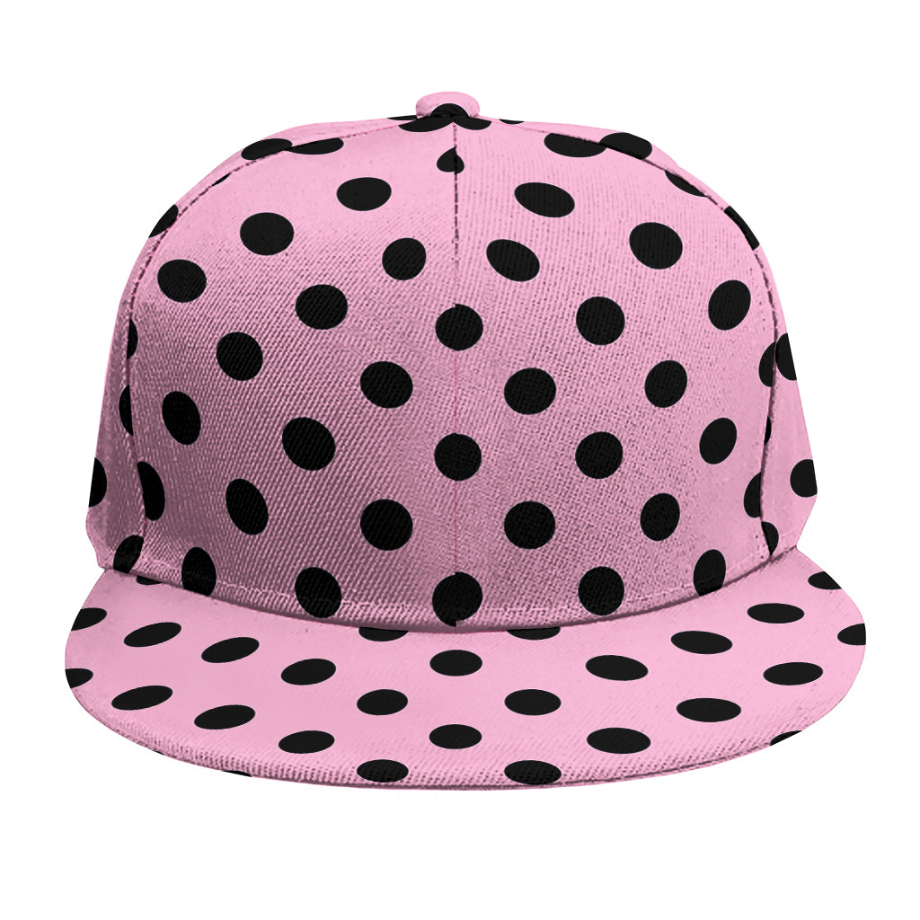 Pink And Black Polka Dot Pattern Print Snapback Cap