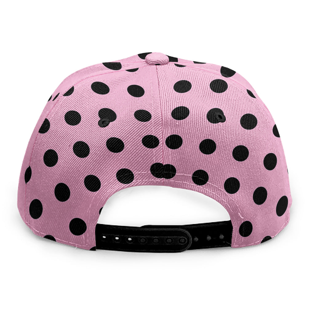 Pink And Black Polka Dot Pattern Print Snapback Cap