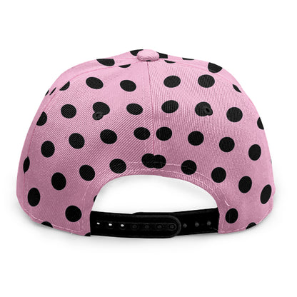 Pink And Black Polka Dot Pattern Print Snapback Cap